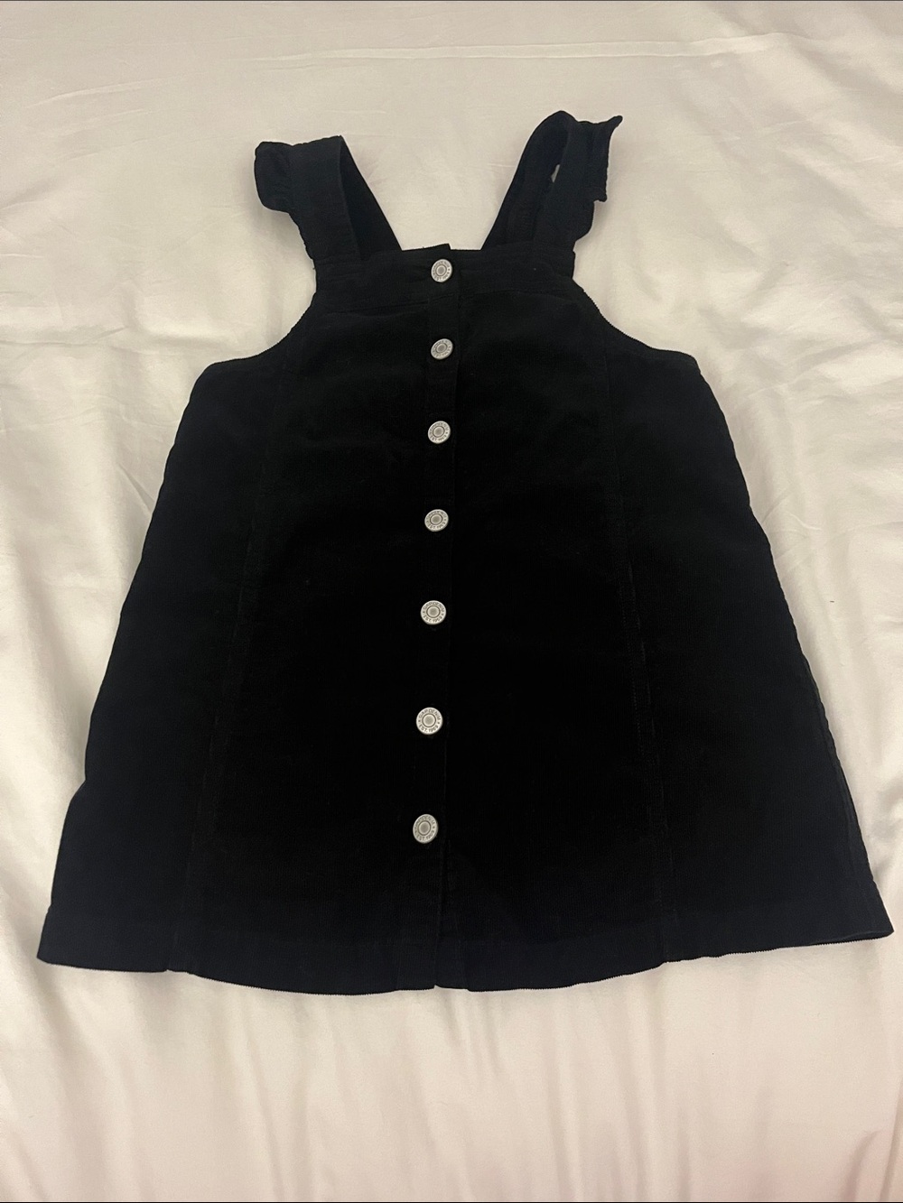 GAP Black Button-Front Corduroy Pinafore Dress